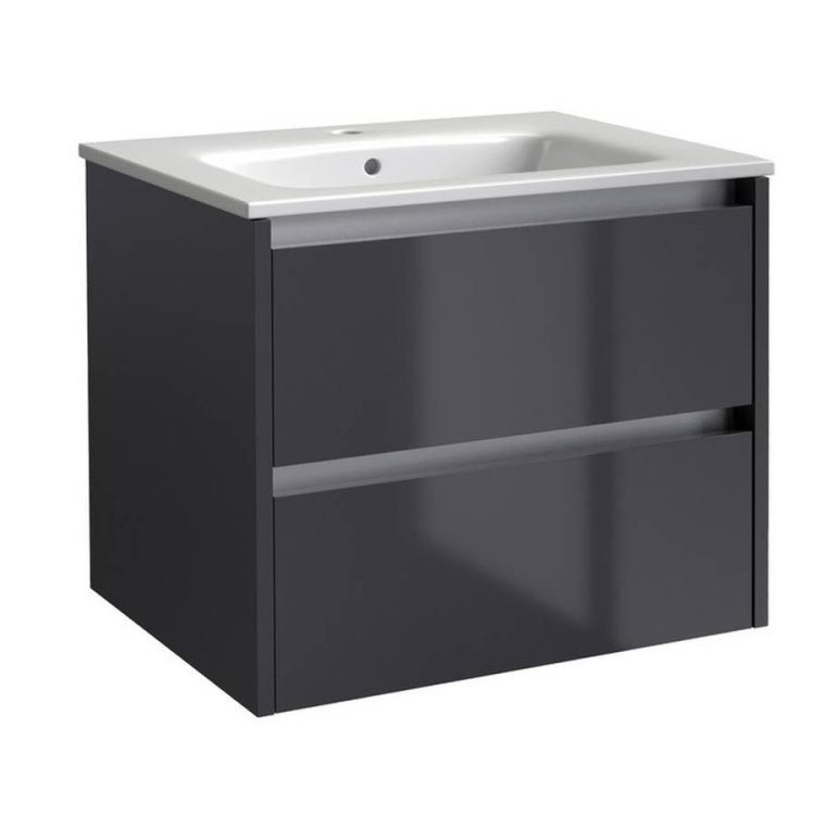 Kartell City 800mm Grey Wall Mounted 2 Drawer Vanity Unit & Basin