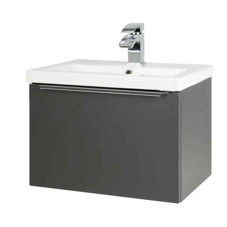 Kartell Kore 500mm Grey Wall Mounted Drawer Vanity Unit & Basin