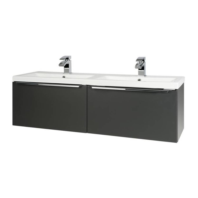 Kartell Kore 1200mm Grey Wall Mounted Twin Drawer Vanity Unit & Basin