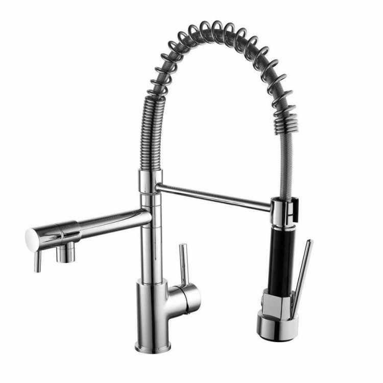 Kartell Chrome Dual Spout Kitchen Sink Mixer Tap