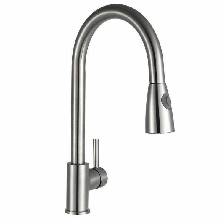 Kartell Brushed Steel Pull Out Kitchen Sink Mixer Tap