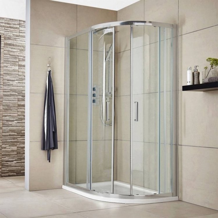 Nuie Rene 1200 x 800mm Chrome Framed Offset Quadrant Shower Enclosure