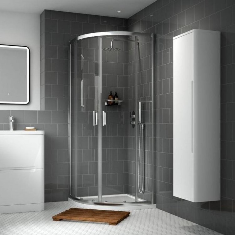 Nuie Rene 800mm Chrome Framed Quadrant Shower Enclosure Lifestyle