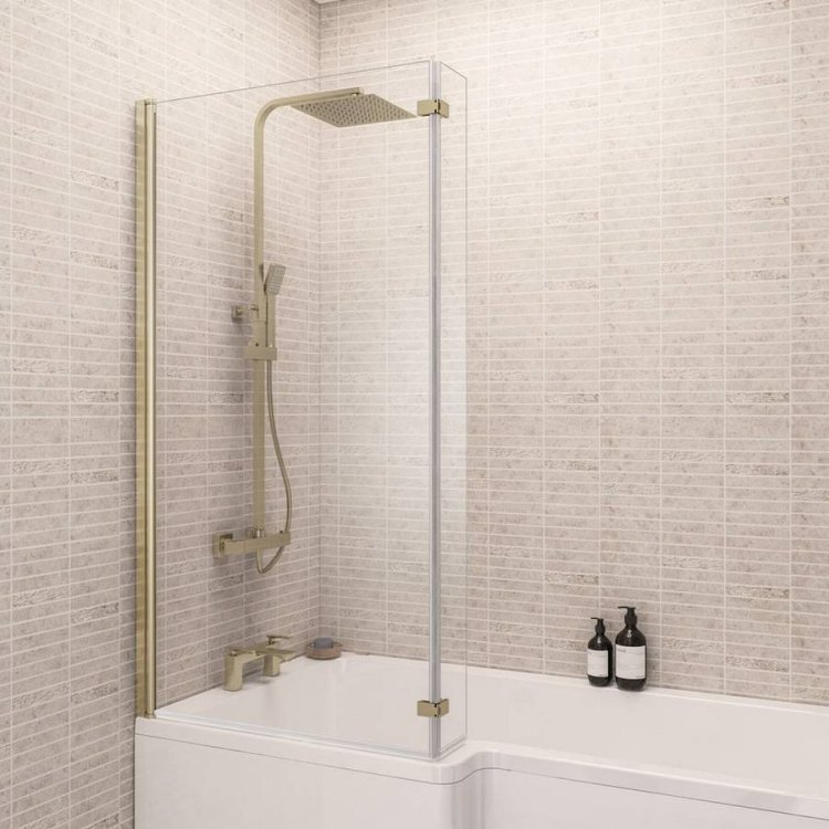 Beaufort Brass LH L Shape Bath Screen 