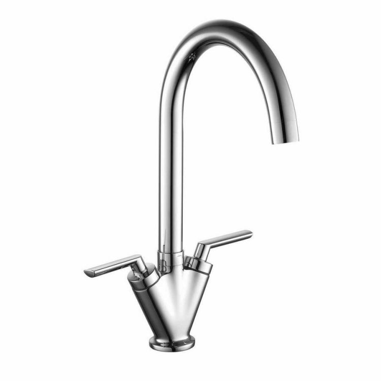 Kartell Chrome Duel Lever Mono Kitchen Sink Mixer Tap