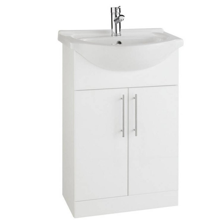 Kartell Impakt 550mm White 2 Door Vanity Unit and Basin