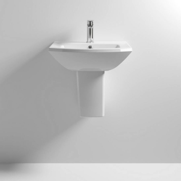 Nuie Asselby 500mm 1TH Basin and Semi Pedestal