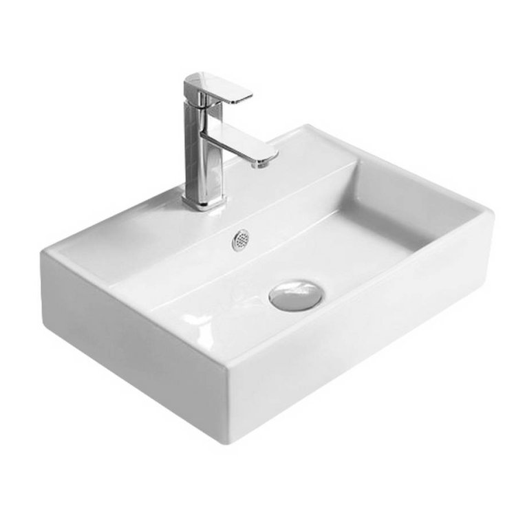 Nuie White 505mm Rectangular Countertop Basin