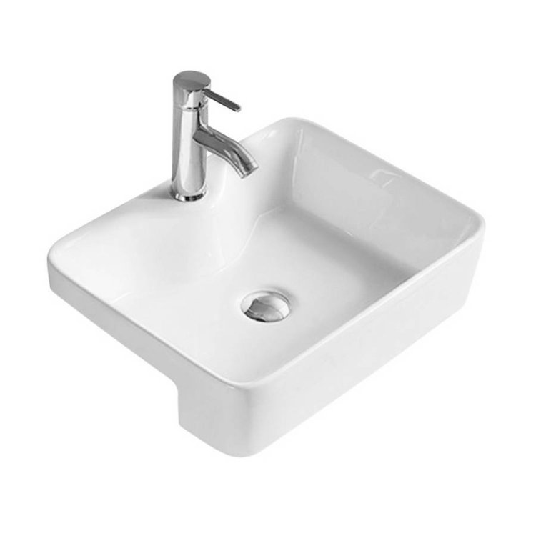 Nuie White 480mm Rectangular Semi Recess Basin