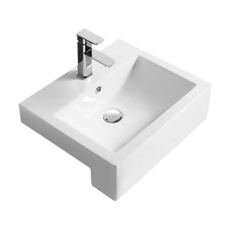 Nuie White 530mm Square Semi Recess Basin