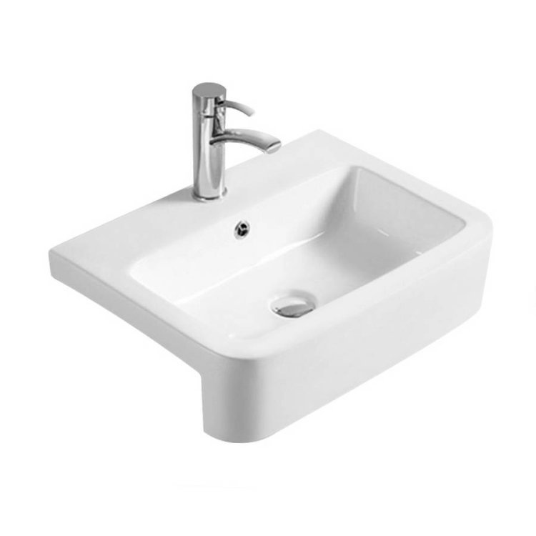 Nuie White 570mm Rectangular Semi Recess Basin