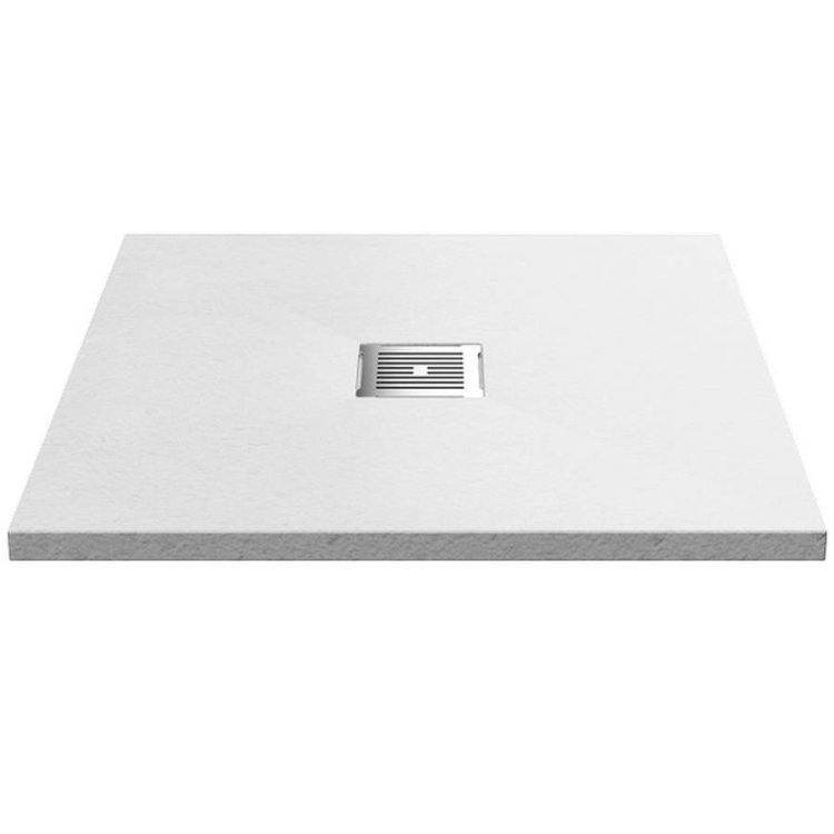 Nuie 800mm White Slate Square Slimline Shower Tray