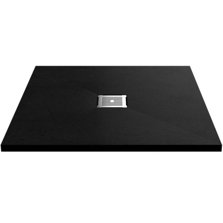 Nuie 900mm Black Slate Square Slimline Shower Tray