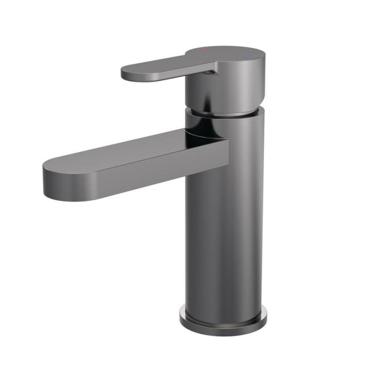 Nuie Arvan Gunmetal Mono Basin Mixer with Push Button Waste