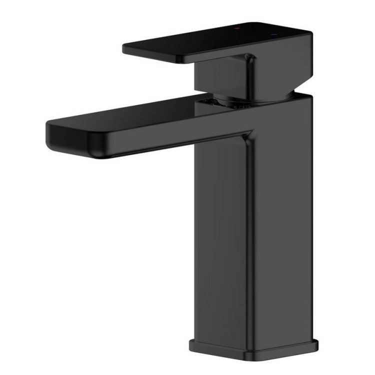 Nuie Windon Black Mono Basin Mixer with Push Button Waste