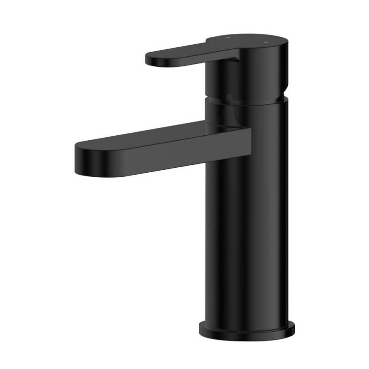 Nuie Arvan Black Mono Basin Mixer with Push Button Waste