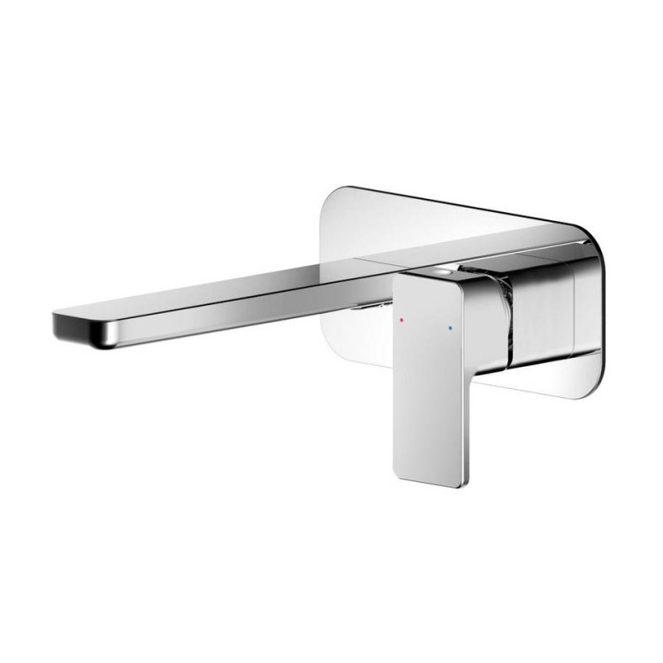 Nuie Windon Chrome Wall Mounted 2TH Basin Mixer