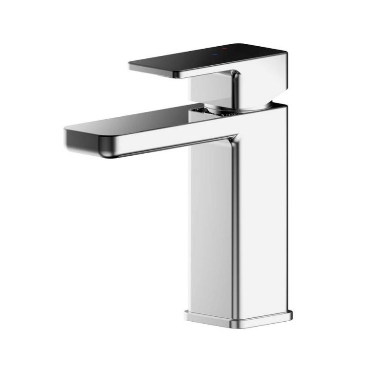 Nuie Windon Chrome Eco Mono Basin Mixer with Push Button Waste