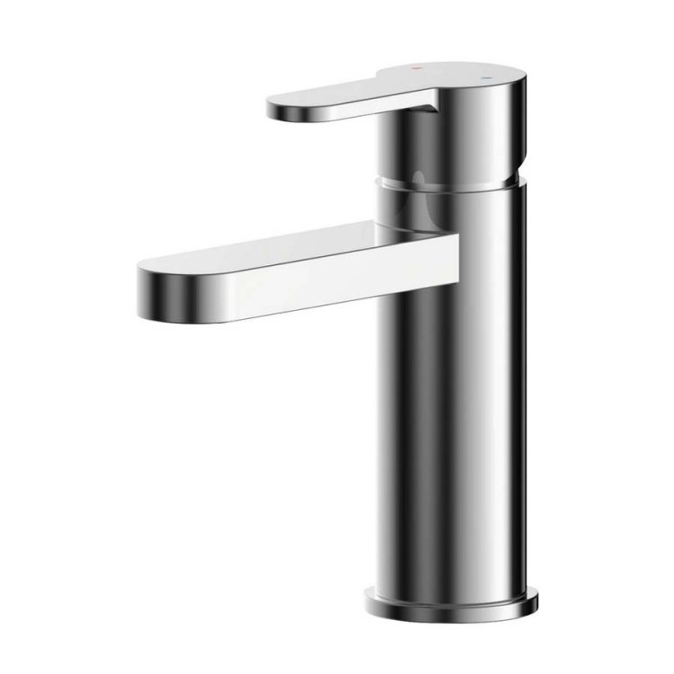 Nuie Arvan Chrome Mini Mono Basin Mixer with Push Button Waste