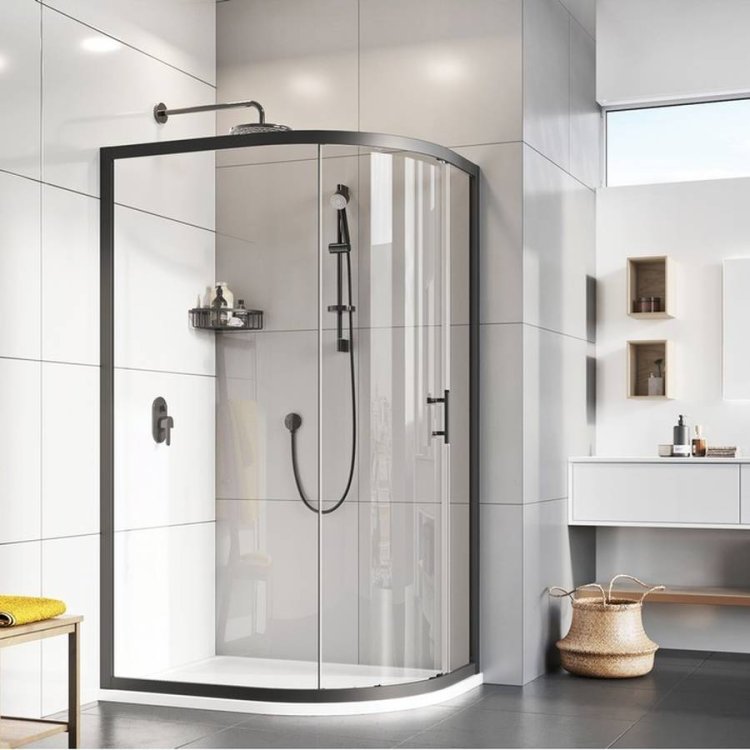 Roman Innov8 Black 800x1200mm Curved Quadrant Shower Enclosure