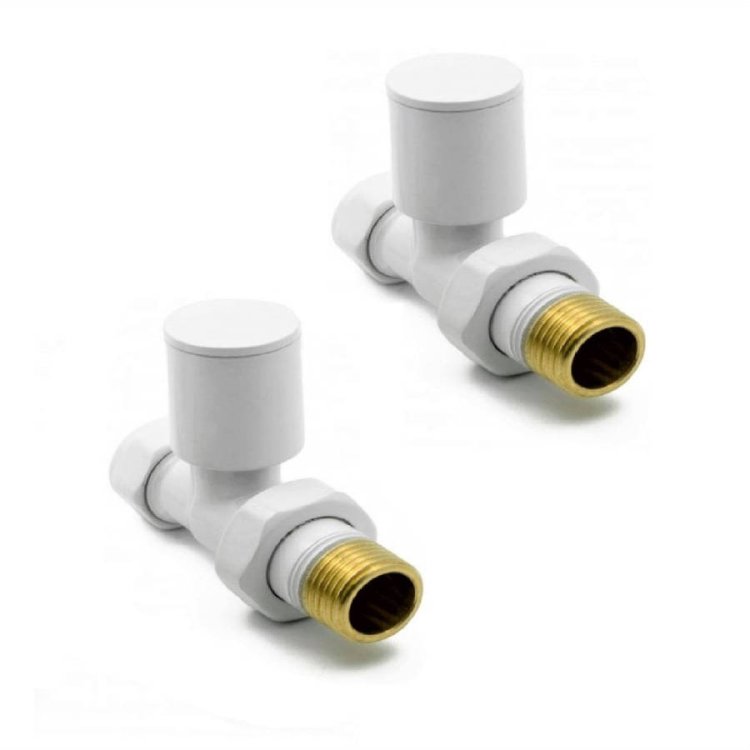 Kartell Straight White Modern Towel Rail Valves