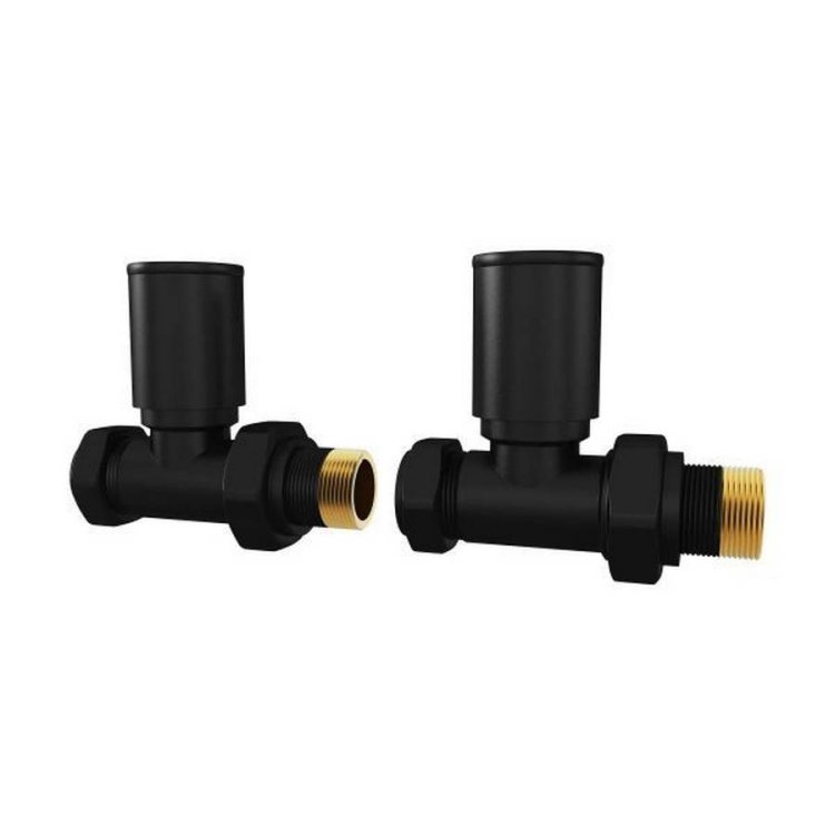 Kartell Straight Black Modern Towel Rail Valves