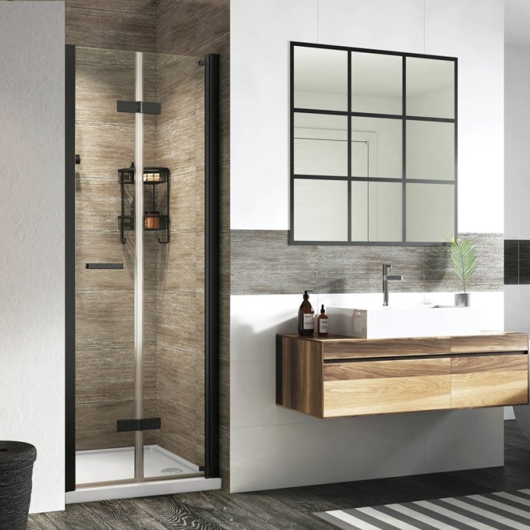 Roman Innov8 Black 800mm Bifold Shower Door for Alcove Fitting