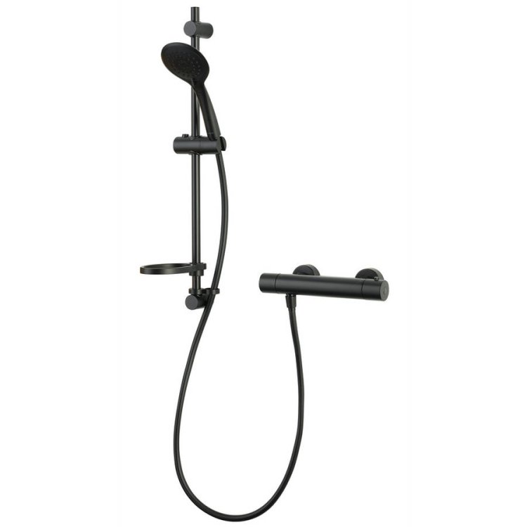 Aqualisa Matt Black Safe Touch Round Bar Valve Shower