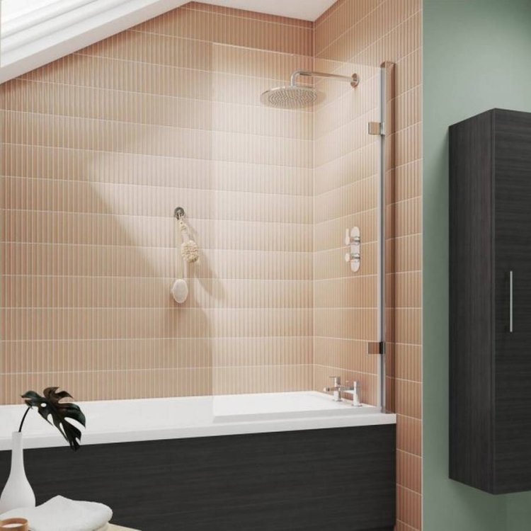 Nuie Pacific 8mm Chrome Square Hinged Bath Screen