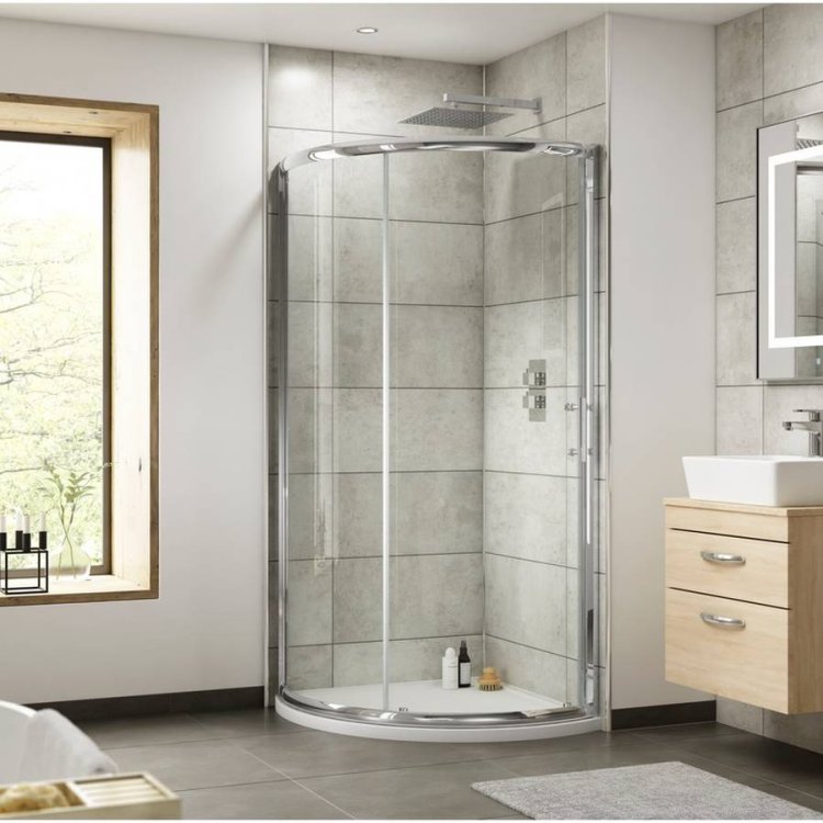 Nuie Pacific Chrome 860mm Single Entry Shower Enclosure