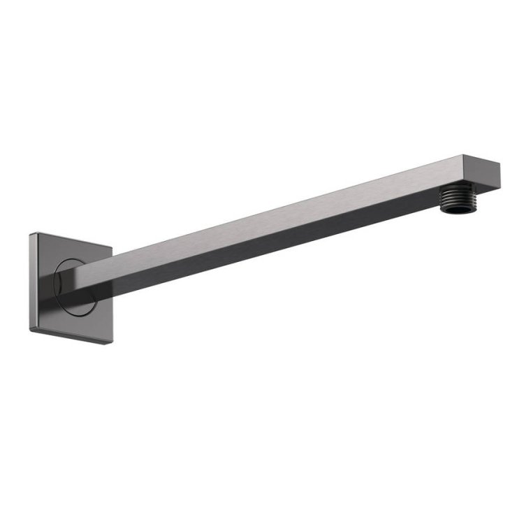 Nuie Windon Brushed Gunmetal Square Wall Mounted Shower Arm