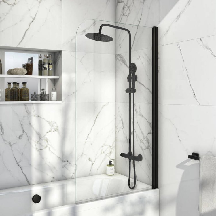 Scudo S6 Black Profile Radius Edge Bath Screen