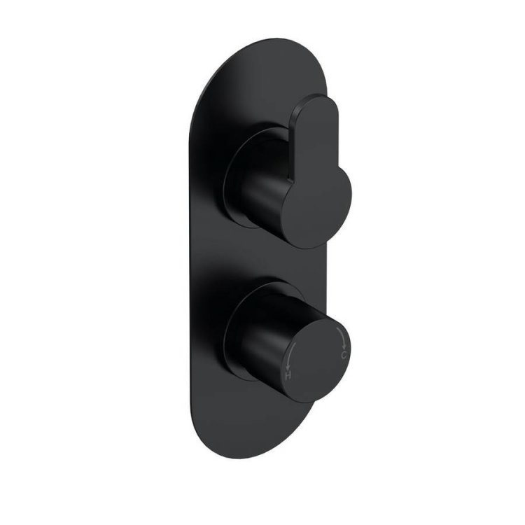 Nuie Arvan Matt Black Thermostatic Twin Valve 