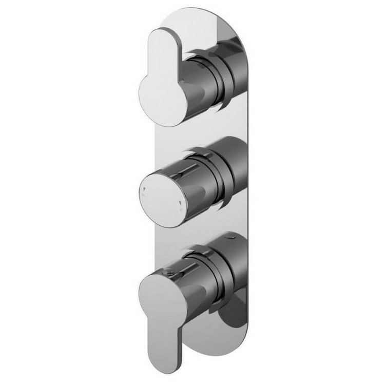 Nuie Arvan Chrome Thermostatic Triple Valve with Diverter