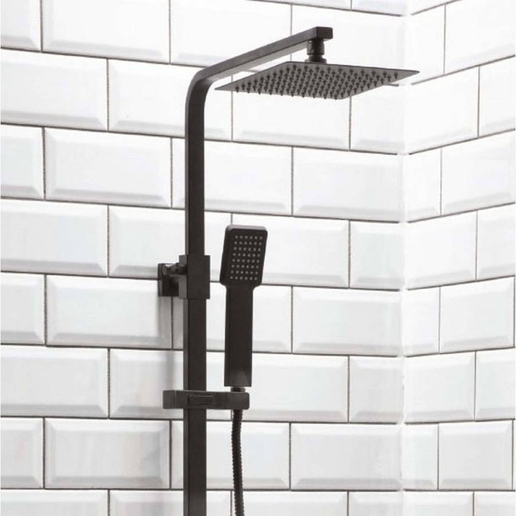 Scudo Lunar Black Square Rigid Riser Shower