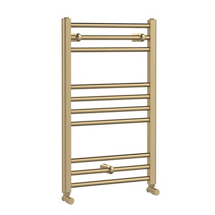 Nuie Lorica Brushed Brass 800 x 500mm Heated Towel Rail