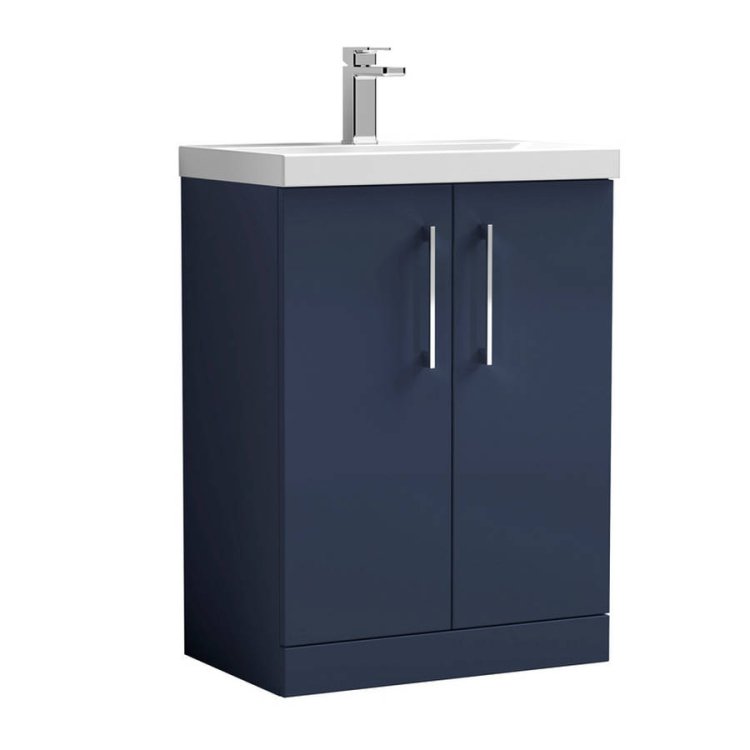 Nuie Arno Blue 600mm Floor Standing 2 Door Vanity Unit