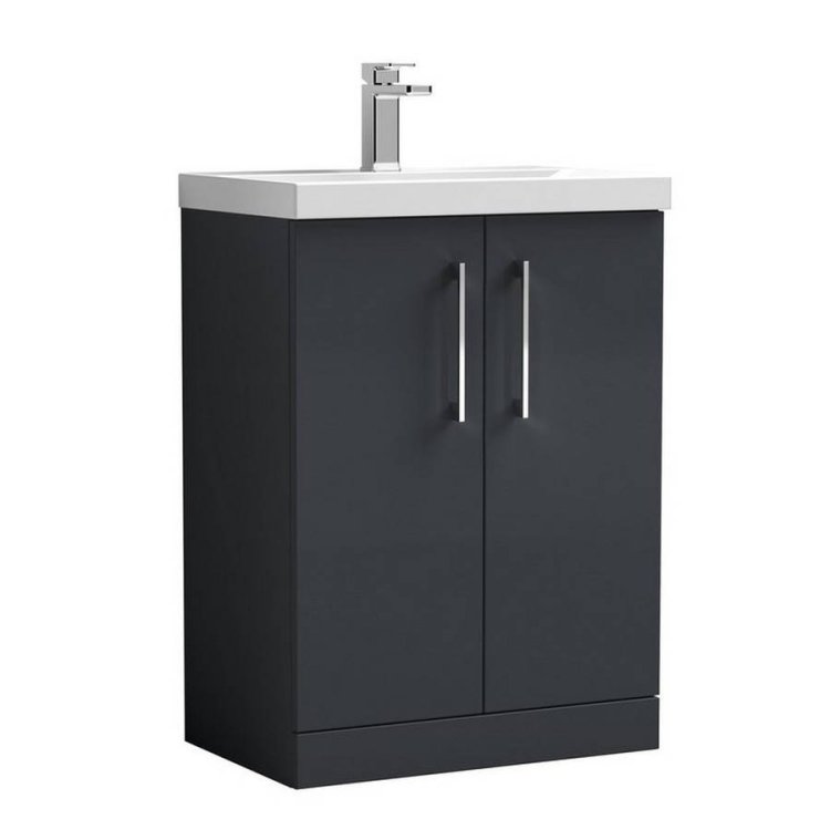 Nuie Arno Soft Black 600mm Floor Standing 2 Door Vanity Unit