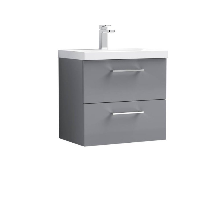 Nuie Arno Grey 600mm Wall Hung 2 Drawer Vanity Unit (ARN2224A)