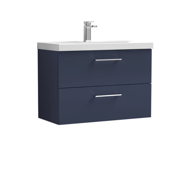 Nuie Arno Blue 800mm Wall Hung 2 Drawer Vanity Unit (ARN1726A)