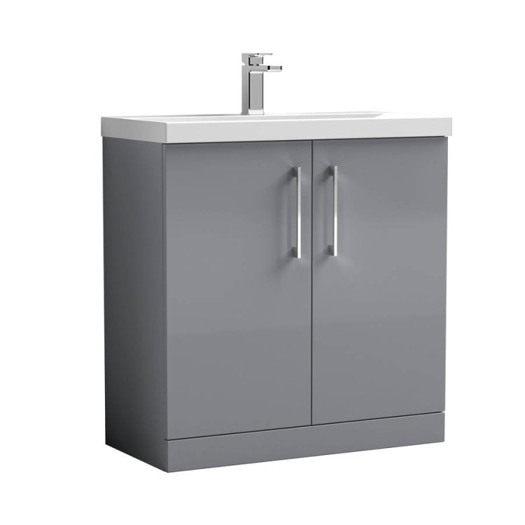 Nuie Arno Grey 800mm Floor Standing 2 Door Vanity Unit