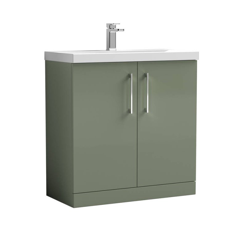 Nuie Arno Green 800mm Floor Standing 2 Door Vanity Unit