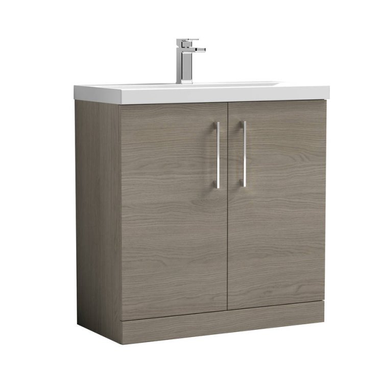 Nuie Arno Oak 800mm Floor Standing 2 Door Vanity Unit