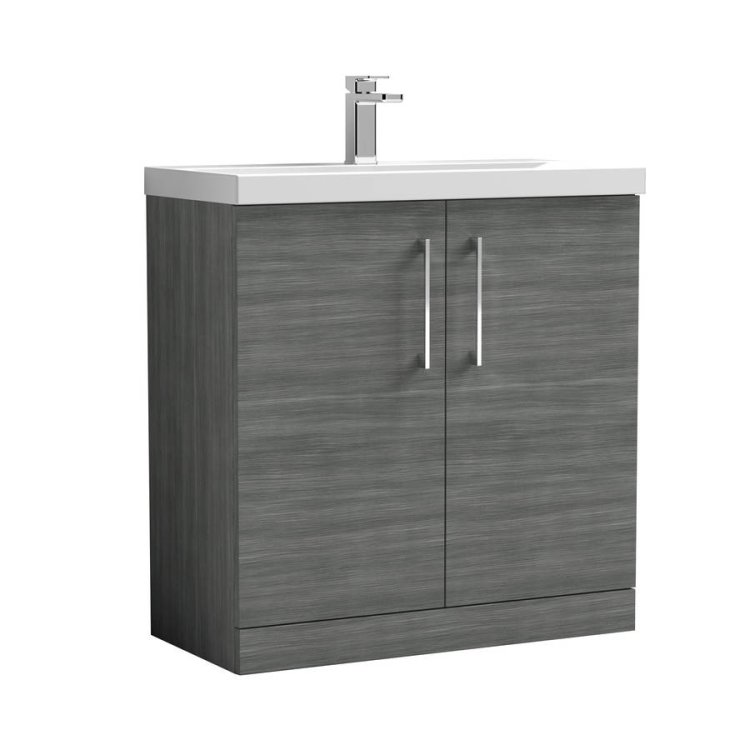 Nuie Arno Anthracite Wood 800mm Floor Standing 2 Door Vanity Unit