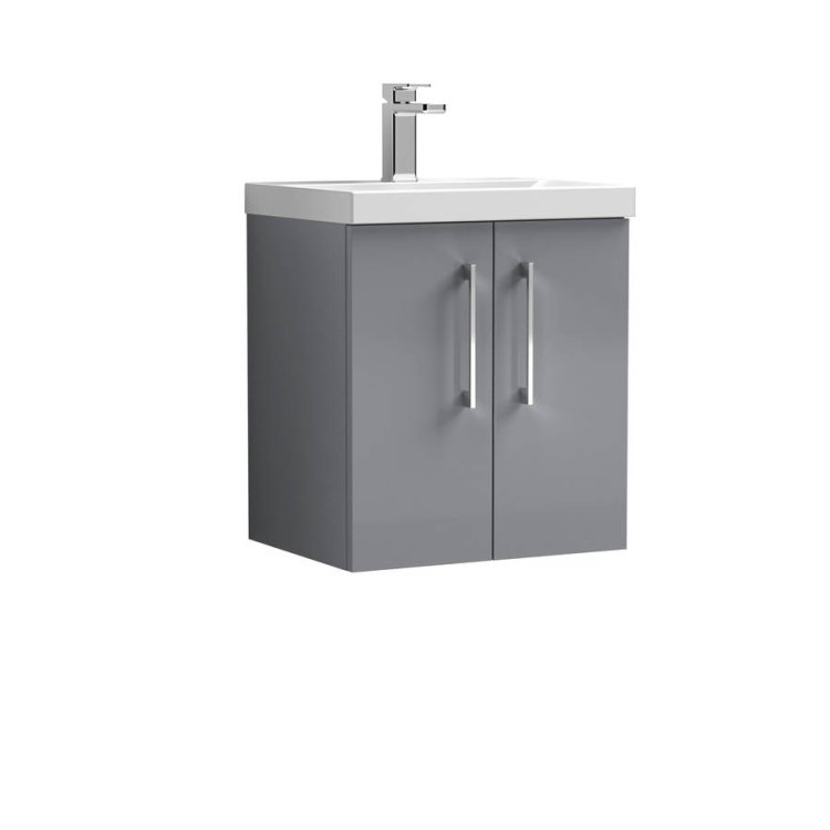 Nuie Arno Grey 500mm Wall Hung 2 Door Vanity Unit