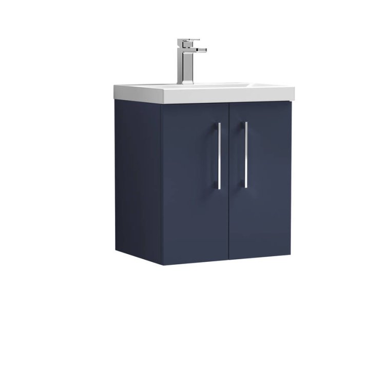 Nuie Arno Blue 500mm Wall Hung 2 Door Vanity Unit