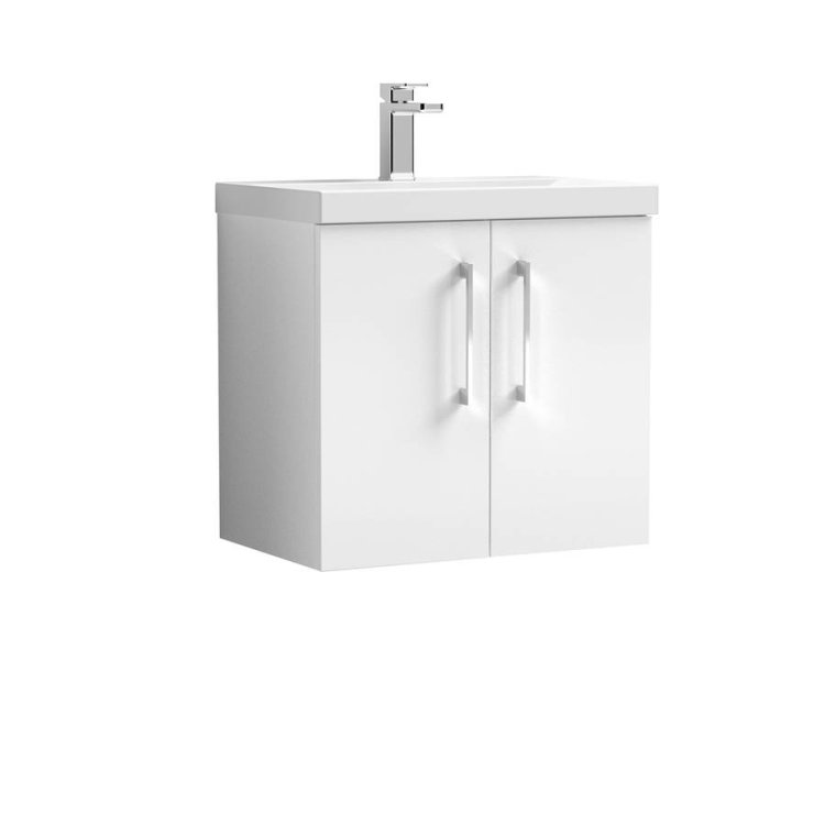 Nuie Arno White 600mm Wall Hung 2 Door Vanity Unit