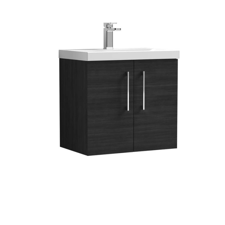 Nuie Arno Black 600mm Wall Hung 2 Door Vanity Unit (ARN623A)