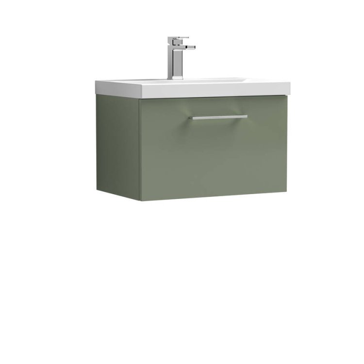 Nuie Arno Green 600mm Wall Hung 1 Drawer Vanity Unit (ARN822A)