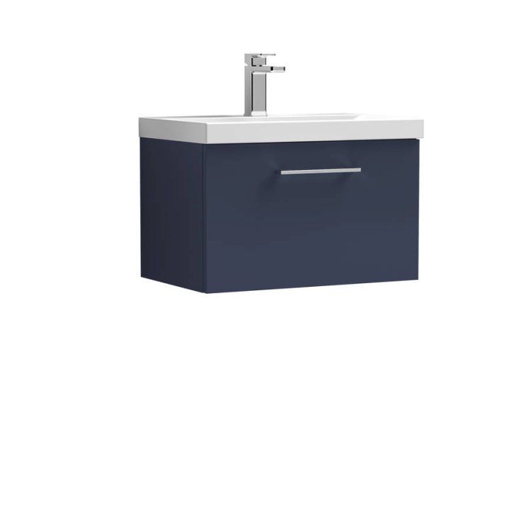 Nuie Arno Blue 600mm Wall Hung 1 Drawer Vanity Unit (ARN1722A)